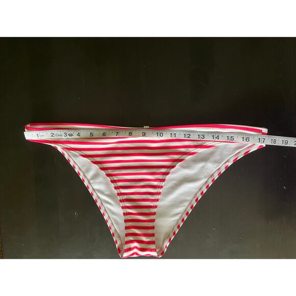 aerie Hot Pink and White/Gold Striped Barbiecore Bikini SzXL - Picture 12 of 14